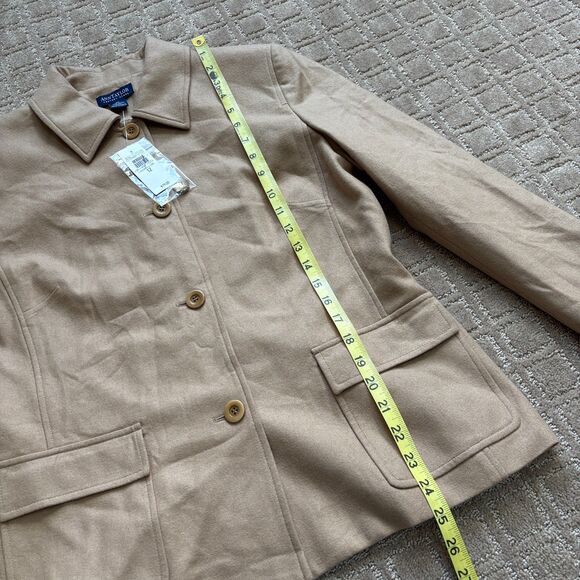 Ann Taylor VTG Wool Blend Jacket Coat Women's 12 Tan Preppy Button Up NWT - Picture 6 of 7